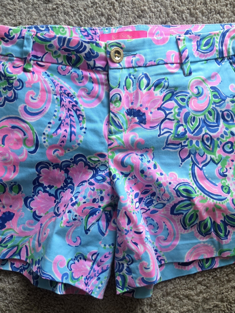 Lilly Pulitzer Aqua, Pink & Navy Floral Print Shorts